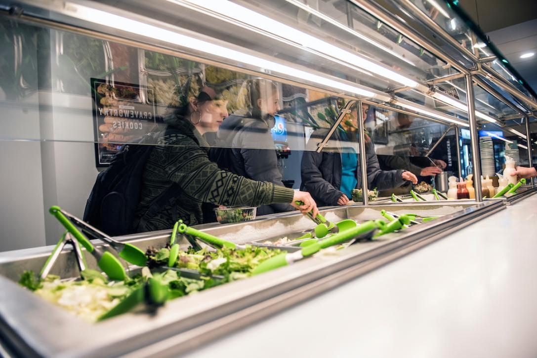 Students at the salad bar.