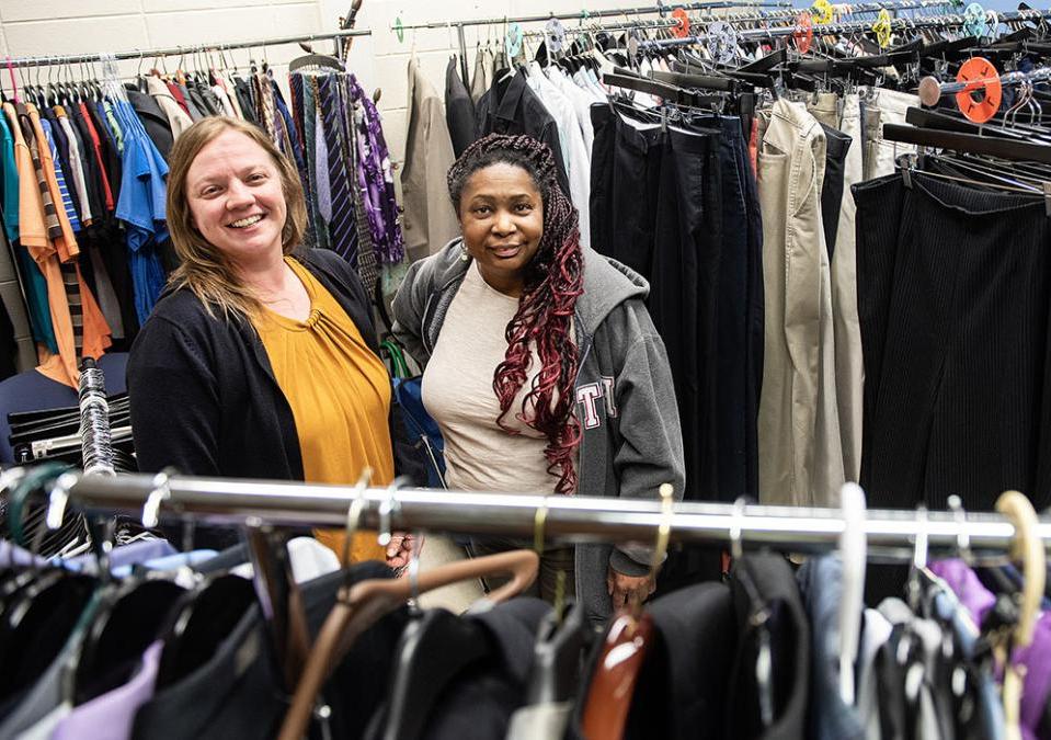 Tracey Hanton and Melody Monday in the Mastodon Career Closet.